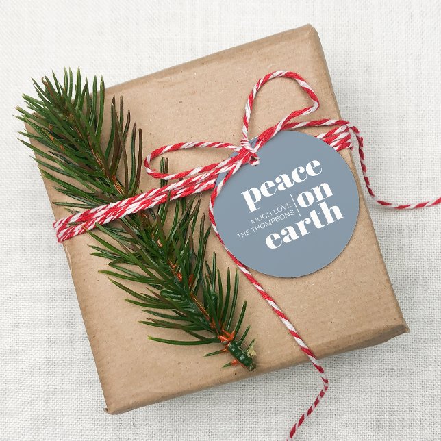 Étiquettes Cadeau La Paix Sur Terre Noël Moderne Personnalisé (Créateur téléchargé)