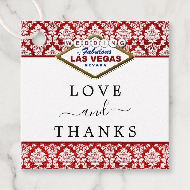 Étiquettes Cadeau La Parties scintillant Damask Las Vegas Mariage Co (Devant)