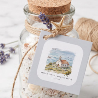 Étiquettes Cadeau La petite chapelle au bord de la mer Mariage