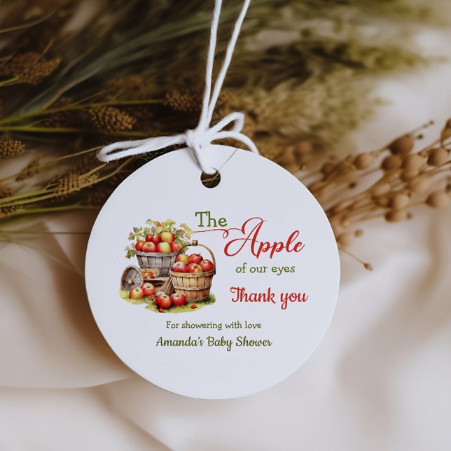 Étiquettes Cadeau La pomme de nos yeux Baby shower de récolte d'auto (Créateur téléchargé)