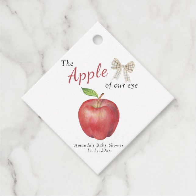 Étiquettes Cadeau La pomme de notre Baby shower oculaire (Devant)