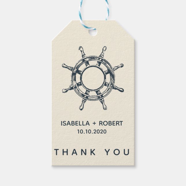 Étiquettes-cadeau La roue BlueShip | FAVEUR DU Merci Mariage (Devant)