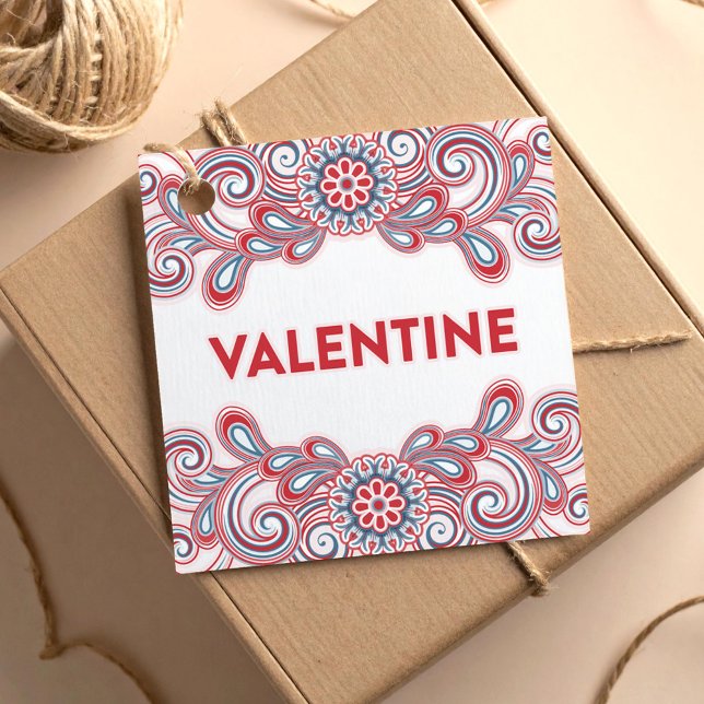 Étiquettes Cadeau La Saint-Valentin avec des fleurs roses et des vol (Créateur téléchargé)