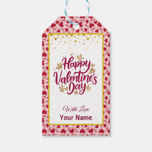 Étiquettes-cadeau La Saint-Valentin avec initiale rouge et cœur en o