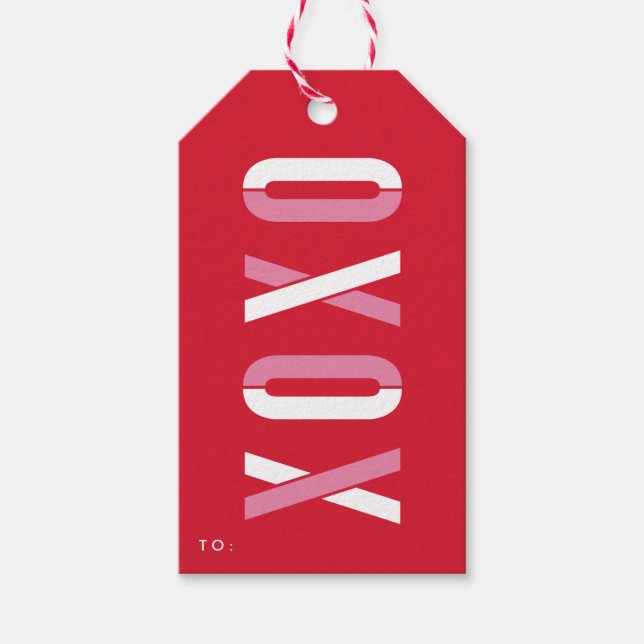 Étiquettes-cadeau La Saint-Valentin XOXO | (Devant)