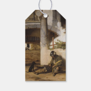 Étiquettes-cadeau La sentinelle garde une porte avec son chien de co