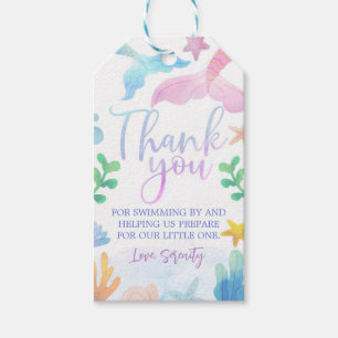 Étiquettes-cadeau La Sirène Sous Le Merci Du Baby shower Mer Favor