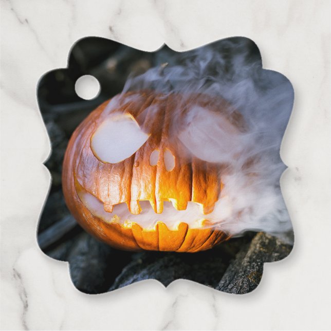 Étiquettes Cadeau La tête Jack-o-Lantern d'un cavalier sans tête (Devant)