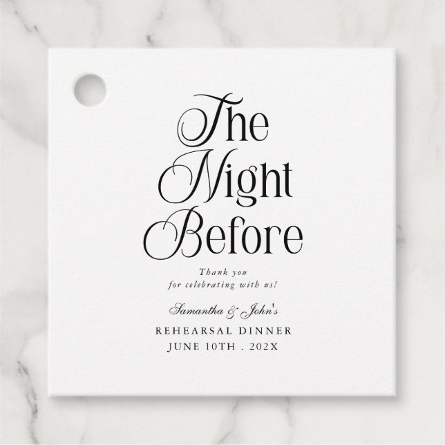 Étiquettes Cadeau La veille de  Dîner de répétition Remerciements (Devant)