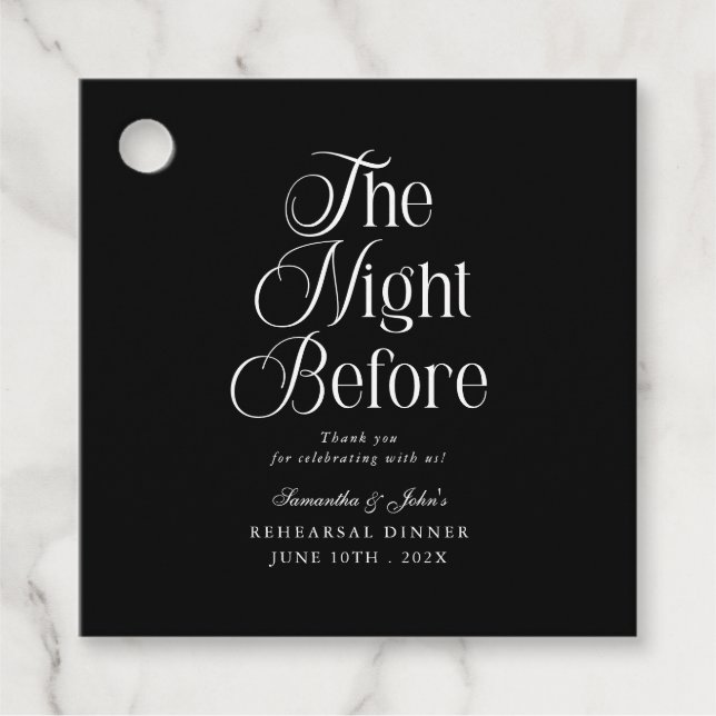 Étiquettes Cadeau La veille de  le dîner de répétition Merci (Devant)