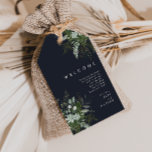 Étiquettes-cadeau La verdure et la feuille d'or | Bienvenue aux Mari<br><div class="desc">Nous avons conçu ces plantes vertes et ces feuilles d'or | dark marine mariage marque cadeau de bienvenue pour compléter votre simple mais élégante réception boho. Il présente des feuilles modernes d'eucalyptus vert et blanc, du feuillage de fougères, une fleur succulente et un minimum de feuilles de feuille d'or. Ces...</div>