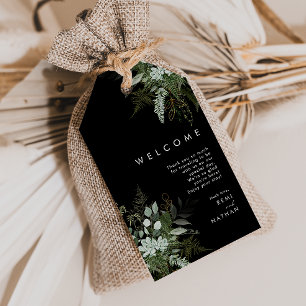 Étiquettes-cadeau La verdure et la feuille d'or   Mariage noir Bienv