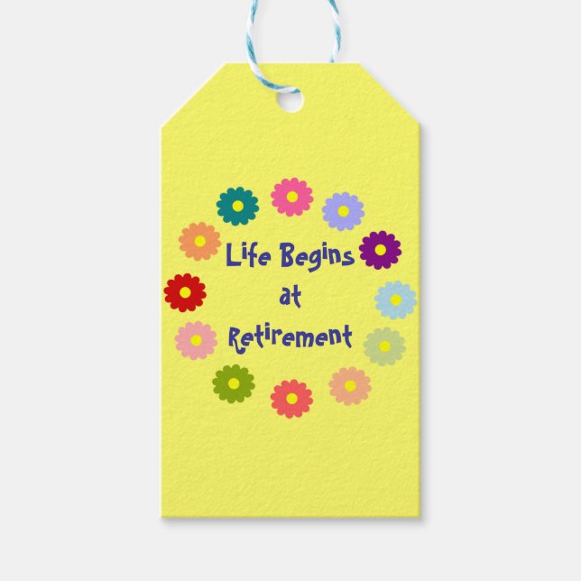Étiquettes-cadeau La vie commence à la retraite (Devant)