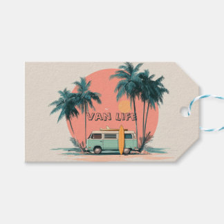 Étiquettes-cadeau La vie dans une camionnette – Art rétro de camping
