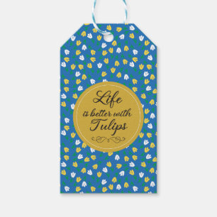 Étiquettes-cadeau La vie est meilleure avec les tulipes - motif jaun