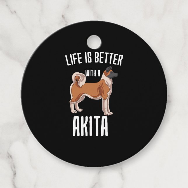 Étiquettes Cadeau La Vie Est Meilleure Avec Un Akita (Devant)