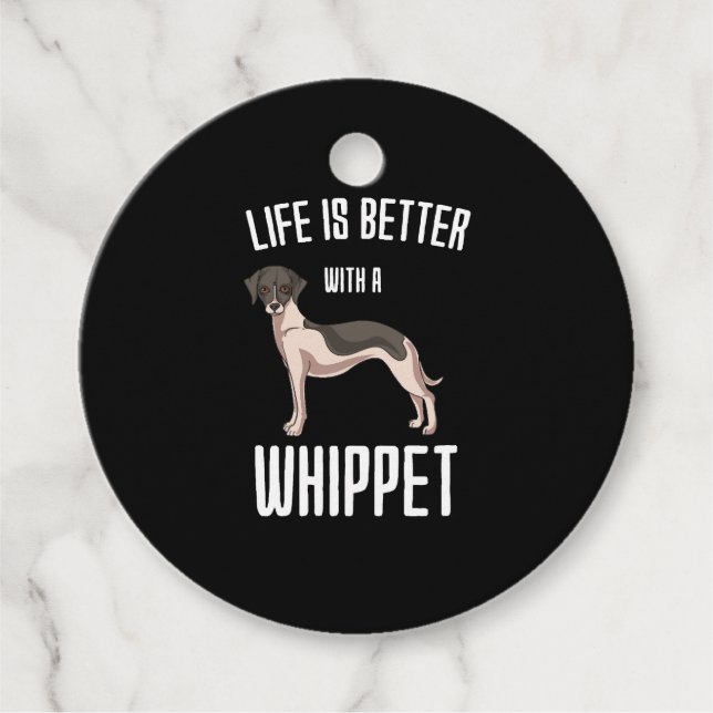 Étiquettes Cadeau La Vie Est Meilleure Avec Un Whippet (Devant)
