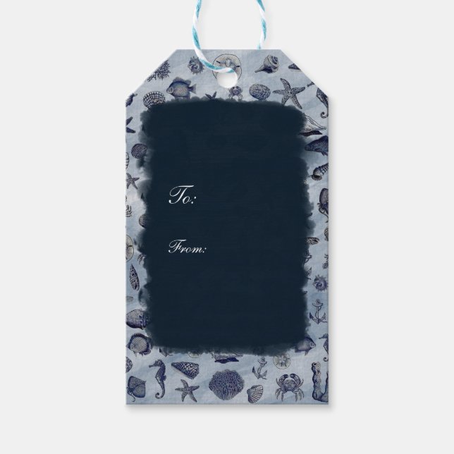 Étiquettes-cadeau La vie marine océanique nautique coquilles de mer  (Devant)