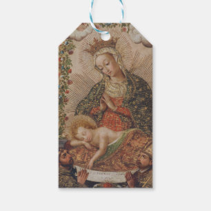 Étiquettes-cadeau La Vierge adorant le Christ Enfant Noël