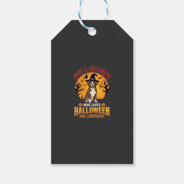 Étiquettes-cadeau Labrador Halloween Grand-mère Conception de chien_ (Devant)