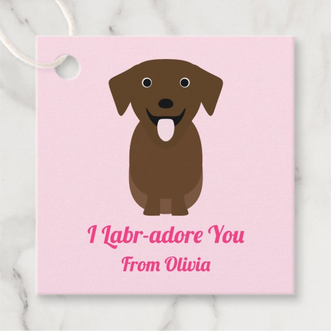 Étiquettes Cadeau Labrador Retriever Chien Saint-Valentin (Devant)
