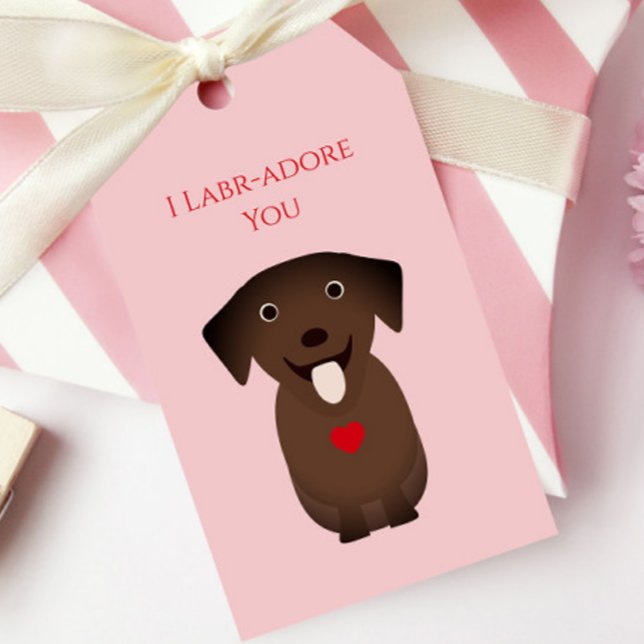 Étiquettes-cadeau Labrador Retriever Dog Valentine, Saint-Valentin (Créateur téléchargé)