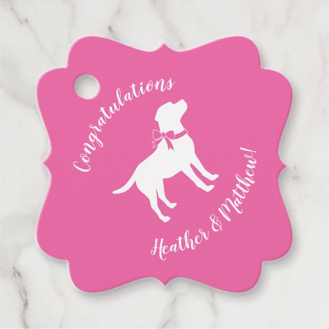 Étiquettes Cadeau Labrador Theme Chien Baby shower Pink Lab (Devant)