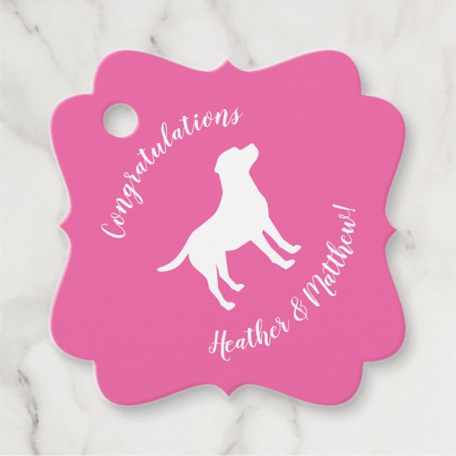 Étiquettes Cadeau Labrador Theme Chien Baby shower Pink Lab (Devant)