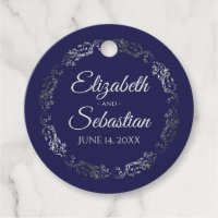 Lacy Silver Bordure Elégant Mariage bleu marine