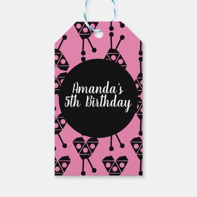 Étiquettes-cadeau Ladybug Bug Insect géométrique Anniversaire fête r (Devant)