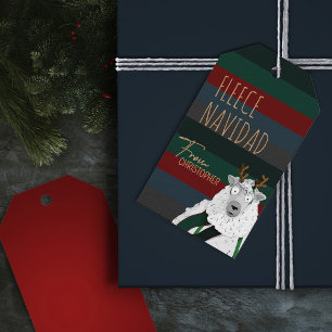 Étiquettes-cadeau Laine Navidad Chic Drôle Festive Rayé Mouton