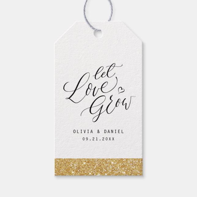 Étiquettes-cadeau "Laisser grandir l'amour" moderne calligraphie mar (Devant)