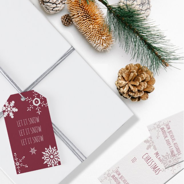 Étiquettes-cadeau Laisser Il Snowflake De Neige Personnalisé De (Créateur téléchargé)