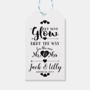 Étiquettes-cadeau laisser l'amour brillant mariage faveur glisse bât