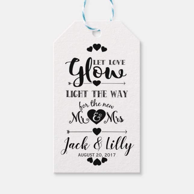 Étiquettes-cadeau laisser l'amour brillant mariage faveur glisse bât (Devant)