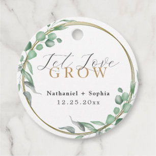 Étiquettes Cadeau Laisser l'amour grandir Gold Green Mariage élégant