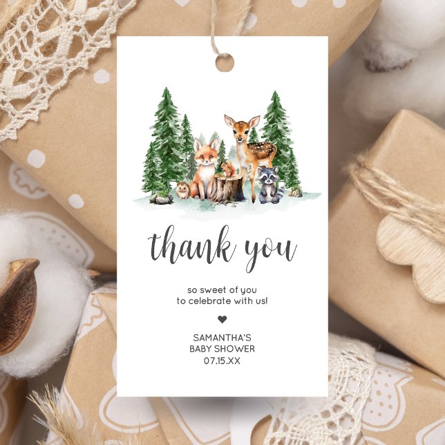 Étiquettes-cadeau Laisser l'aventure commencer Baby shower Favoriser (Let the Adventure Begin Woodland Animals Baby Shower Favor Tags)