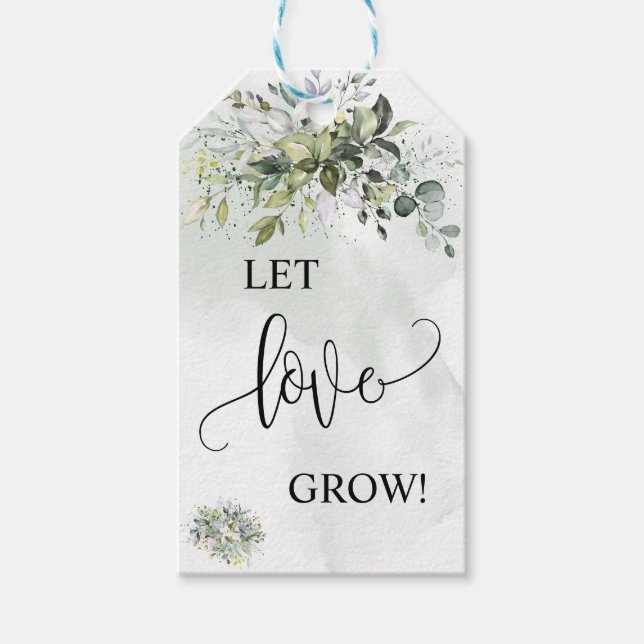 Étiquettes-cadeau Laisser Love Grow plante cadeau Eucalyptus succule (Devant)