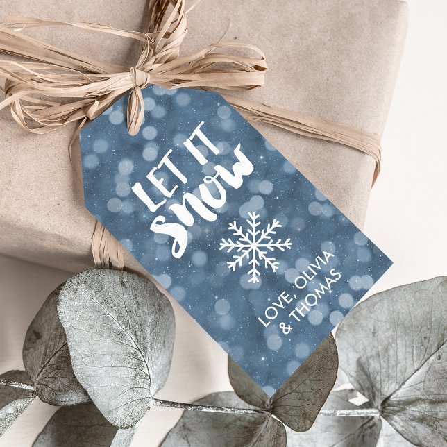 Étiquettes-cadeau Laisser neiger | Winter Night Bokeh (Créateur téléchargé)