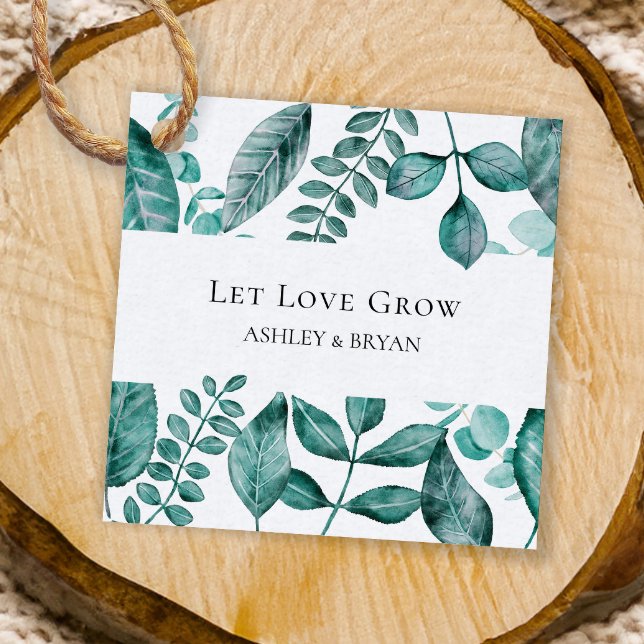 Étiquettes Cadeau Laissez l'amour grandir Élégant Turquoise Mariage  (Créateur téléchargé)