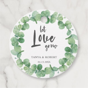 Étiquettes Cadeau Laissez l'amour grandir Eucalyptus Wreath Sage Mar