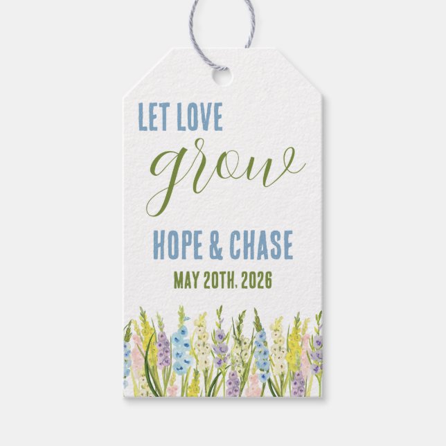 Étiquettes-cadeau Laissez l'amour grandir, Favor de Glaïeul personna (Devant)