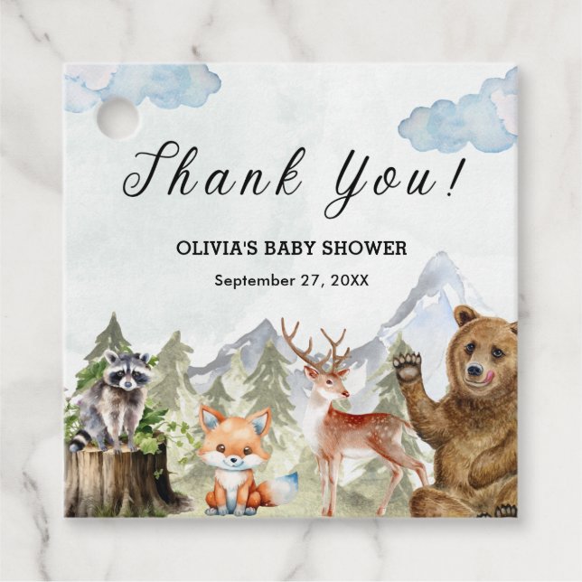 Étiquettes Cadeau Laissez l'aventure commencer Mountain Boy Baby sho (Devant)