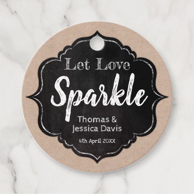 Étiquettes Cadeau Laissez Love Sparkle Rustic Kraft Chalkboard Maria (Devant)