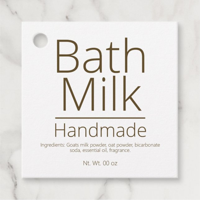 Étiquettes Cadeau Lait de bain simple et sophistiqué Hobby d'affaire (Devant)