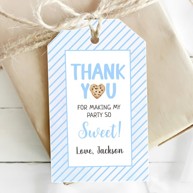 Étiquettes-cadeau Lait et biscuits Bleu 1er anniversaire (Créateur téléchargé)