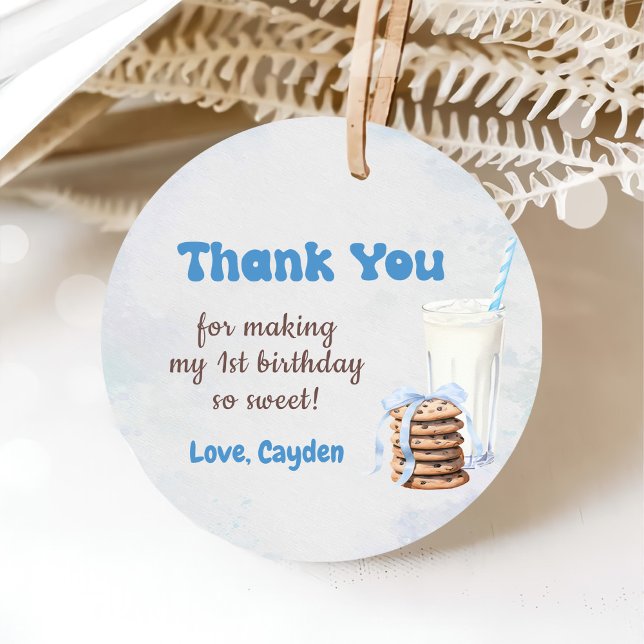 Étiquettes Cadeau Lait Et Cookies Fête De Premier Anniversaire (Créateur téléchargé)