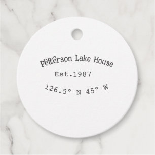 Étiquettes Cadeau Lake house et. Date année coordonnées personnalisé