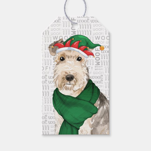 Étiquettes-cadeau Lakeland Terrier Fête de Chien Noël (Devant)