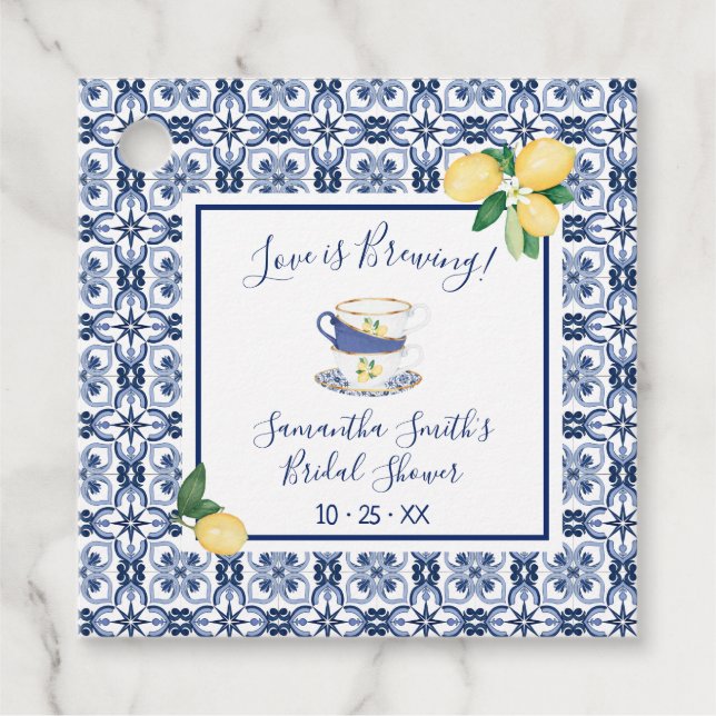 Étiquettes Cadeau L'amour brasse la Fête des mariées de thé méditerr (Devant)